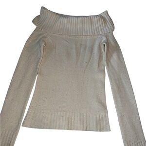 Abercrombie & Fitch Cream Blouse with Ribbed Turtleneck .. Off The Shoulder